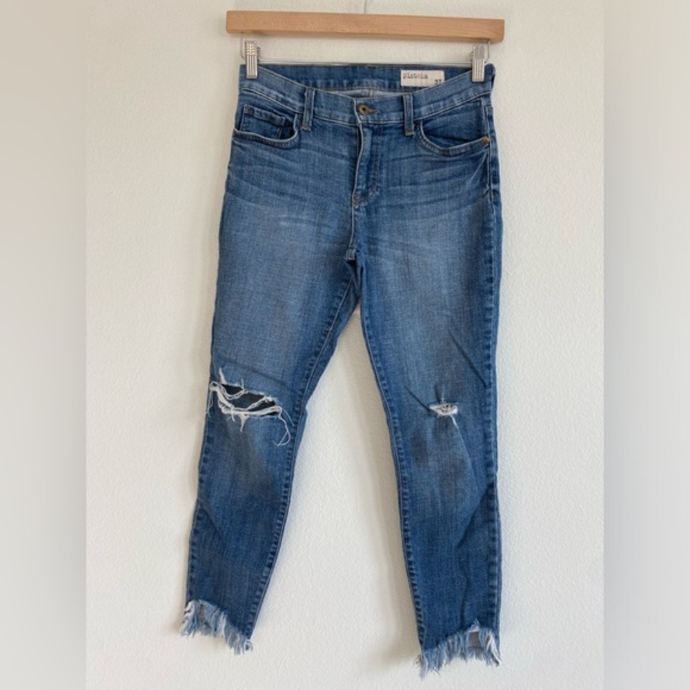 Pistola women’s mid rise distressed skinny jeans